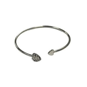 Silver Heart CZ Cubic Zirconia Cuff Bracelet